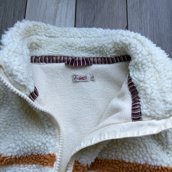 Faherty Sherpa Fleece Jacket Striped Multi Color Zip Up Size S Cozy - Picture 9 of 10